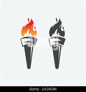 torch icon logo vector illustration, torch design vector Stock Vector