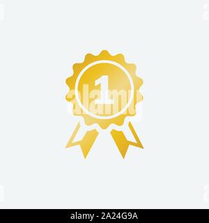 Approved or certified medal icon. Award symbol. Approved or certified medal icon in a flat design. Award symbol isolated on grey background Stock Vector