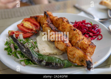 Traditional Chicken Kebab for dinner in Gaziantep Turkey Stock Photo