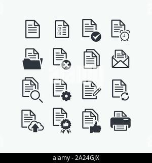 Document icon set, file document vector symbol, file document collection Stock Vector