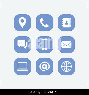 media and communication flat icon set, mobile icon design illustration, telephone icon vector, app, ui, vector Stock Vector