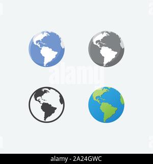 earth icon set illustration, globe icon vector illustration, world icon design vector illustration Stock Vector