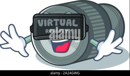 Virtual reality zoom lens cartoon shape in character Stock Vector