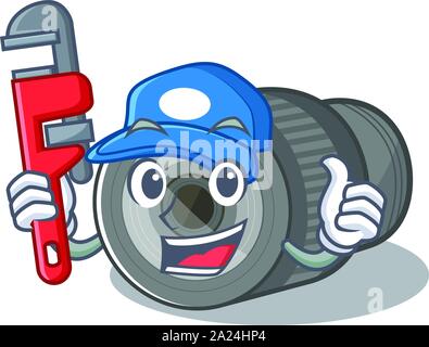 Plumber zoom lens on the mascot table Stock Vector