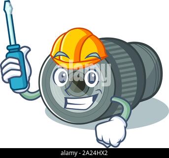 Automotive zoom lens on the mascot table Stock Vector