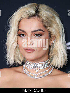 Hollywood, United States. 30th Sep, 2019. HOLLYWOOD, LOS ANGELES, CALIFORNIA, USA - SEPTEMBER 30: Singer Bebe Rexha arrives at the World Premiere Of Disney's 'Maleficent: Mistress Of Evil' held at the El Capitan Theatre on September 30, 2019 in Hollywood, Los Angeles, California, United States. (Photo by Xavier Collin/Image Press Agency) Credit: Image Press Agency/Alamy Live News