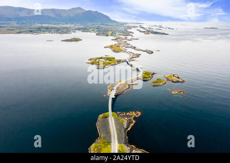 Aerial drone shot of the world famous Atlantic Road.