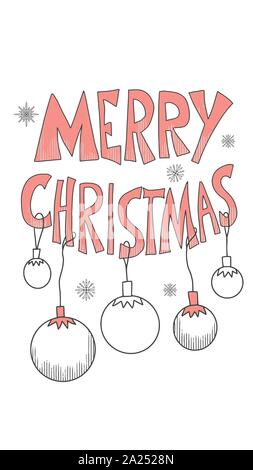 Merry Christmas. Stylized lettering. Story post with hand drawn text. Vector illustration. Stock Vector