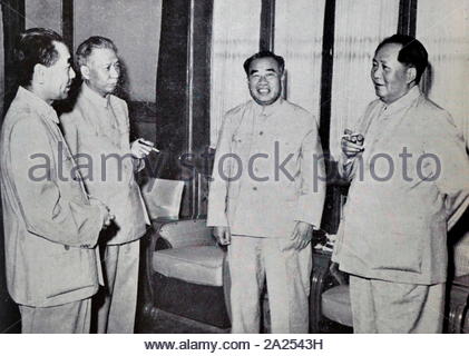 Left to right: Chinese communist leaders in Beijing 1959. Zhou Enlai, Liu Shao qi, Zhu De and Chairman Mao Zedong. Stock Photo