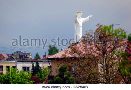 giant statue of a crowned Jesus Christ, completed in November 2010, (claimed to be the world's largest statue of Jesus), located at Swiebodzin, a town in western Poland Stock Photo