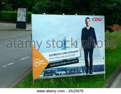 poster for the CDU Party candidate, Oliver Kehrl, during the North Rhine-Westphalia state election, Cologne. May 2017 Stock Photo