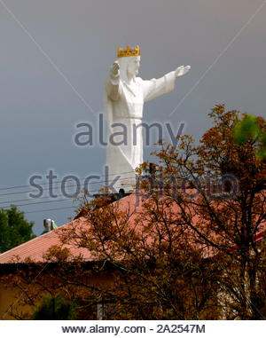giant statue of a crowned Jesus Christ, completed in November 2010, (claimed to be the world's largest statue of Jesus), located at Swiebodzin, a town in western Poland Stock Photo