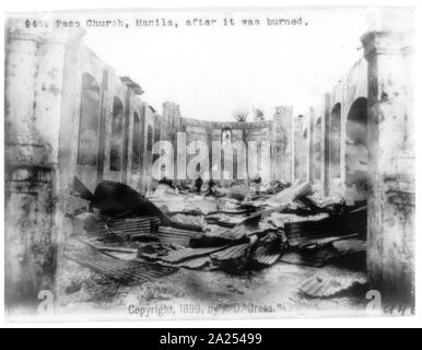 Philippine Islands: Paco Church, Manila, after it was burned Stock Photo