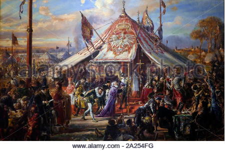 The Republic at Zenith of Power. Golden Liberty. Election A.D. 1573. by Jan Matejko  (1838-1893) The Warsaw Confederation (January 28, 1573), was an important development in the history of Poland and Lithuania that extended religious tolerance to nobility and free persons within the Polish-Lithuanian Commonwealth Stock Photo