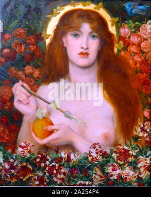 Venus Verticordia (1868), painted by Dante Gabriel Rossetti. Venus Verticordia ('the changer of hearts') was an epithet of the Roman goddess Venus, alluding to the goddess' ability to change hearts from lust to chastity. Dante Gabriel Rossetti (1828 - 1882) was a British poet, illustrator, and painter. He founded the Pre-Raphaelite Brotherhood in 1848 Stock Photo