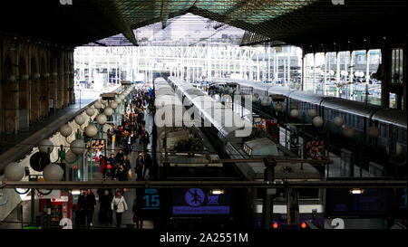 Paris Nord (or the Gare du Nord, 'North Station',  is one of the six large terminus stations of the SNCF mainline network for Paris, France Stock Photo