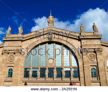 Paris Nord (or the Gare du Nord, 'North Station',  is one of the six large terminus stations of the SNCF mainline network for Paris, France Stock Photo