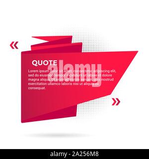 Big ribbon with quote text space vector illustration isolated on white background. Quotation remark, mention frame like speech bubble or callout text Stock Vector