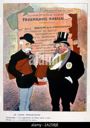 Illustration (1909), depicting Georges Clemenceau, French politician with Jean-Marie Pichon Foreign Minister Stock Photo