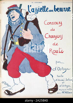 French satirical Illustration, depicting a French Foreign Legion soldier 1908 Stock Photo