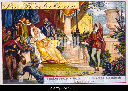 Queen Elizabeth Ist receives William Shakespeare (1564 – 1616) English poet, playwright and actor, widely regarded as the greatest writer in the English language and the world's greatest dramatist Stock Photo
