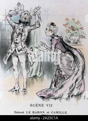 Illustration for 'On ne badine pas avec l'Amour' (1834), by Alfred Louis Charles de Musset-Pathay (1810 – 1857), French dramatist, poet, and novelist. 1904 Edition Stock Photo