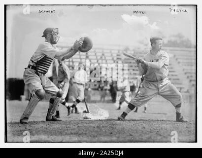 Pi Schwert, catcher and Fritz Maisel, hitter, New York AL (baseball) Stock Photo
