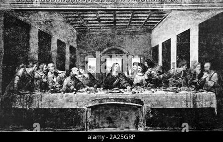The Last Supper by Leonardo da Vinci. Leonardo di ser Piero da Vinci (1452-1519) an Italian polymath of the Renaissance. Stock Photo
