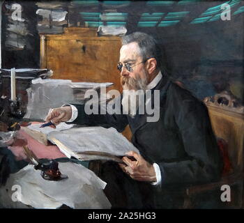 Portrait of Nikolai Rimsky-Korsakov by Valentin Serov. Valentin Alexandrovich Serov (1865-1911) a Russian painter. Stock Photo