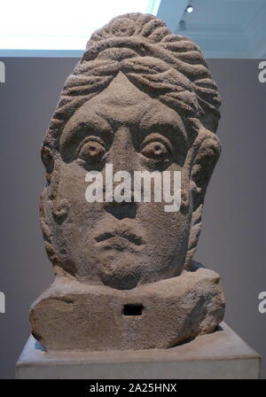 Limestone Head, (Roman-British), Found in Towcester First Century AD Stock Photo