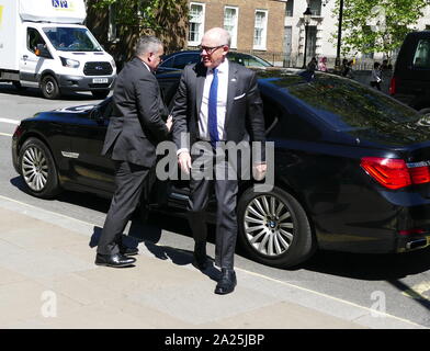 US Ambassador to the UK arrives at the Cabinet Office for talks ahead of the visit of the US President, Donald Trump. Robert Wood 'Woody' Johnson IV (born April 12, 1947) is an American businessman, philanthropist, and diplomat who is currently serving as United States Ambassador to the United Kingdom Stock Photo