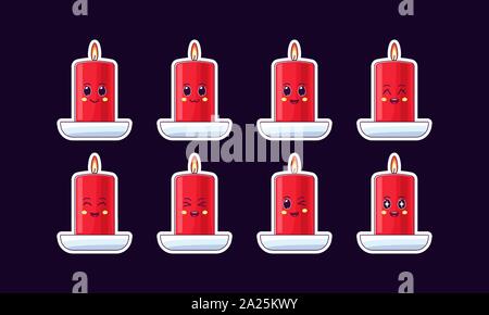 Kawaii christmas candle funny cartoon celebration Stock Vector by  ©yupiramos 248360618