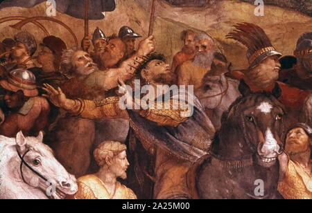 Detail from 'The Meeting of Leo the Great and Attila', 1514. by Raphael and Giulio Romano. Stock Photo