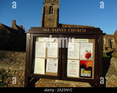 Notice board of the All Saints Church, Middleton Cheney Stock Photo