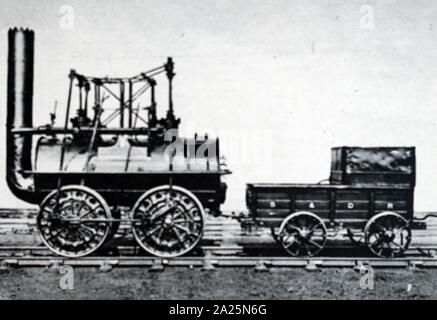 Photograph of Locomotion No. I: The first locomotive of the Stockton and Darlington Railway of 1825. Stock Photo