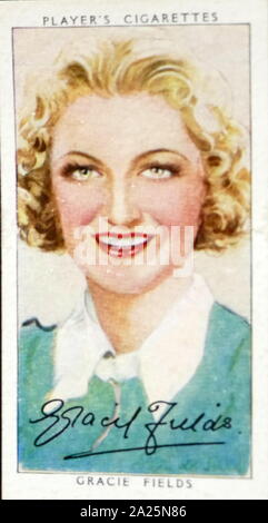 Player's Cigarettes card depicting Gracie Fields. Dame Gracie Fields (1898- 1979) an English actress, singer and comedienne. Stock Photo