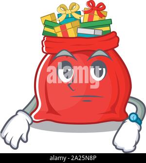 Waiting toy santa claus bag cartoon shape Stock Vector