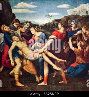 Painting titled 'The Deposition' by Raphael. Raffaello Sanzio da Urbino (1483-1520) an Italian painter and architect. Stock Photo