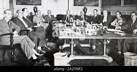 Photograph of the first Council of Ministers chaired by Francisco Largo Caballero. Francisco Largo Caballero (1869-1946) a Spanish politician and trade unionist. Stock Photo