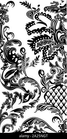Black and white paisley pattern. Vintage background in batik style. Beautiful vintage floral for your business Stock Photo