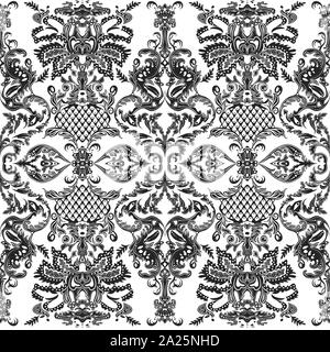 Black and white paisley pattern. Vintage background in batik style. Beautiful vintage floral for your business Stock Photo