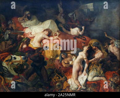 Painting titled 'the death of sardanapalus' by eugene delacroix. ferdinand victor eugene delacroix (1798-1863) a french romantic artist. Stock Photo