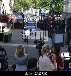 Boris johnson; (born 19 june 1964), british politician & prime minister of the united kingdom and leader of the conservative party since july 2019. boris johnson arriving in downing street on his first day as prime minister 24th july 2019 Stock Photo