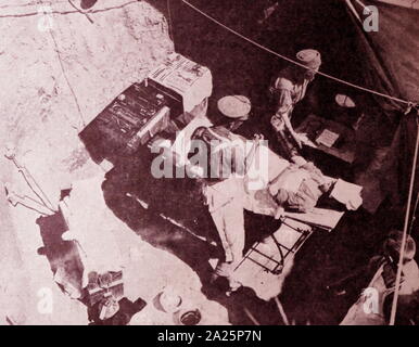 Photograph of the interior of the operating dug-out field ambulance of the 42nd division. Stock Photo