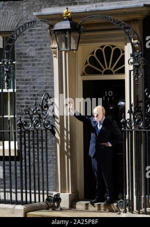 Boris johnson; (born 19 june 1964), british politician & prime minister of the united kingdom and leader of the conservative party since july 2019. boris johnson arriving in downing street on his first day as prime minister 24th july 2019 Stock Photo