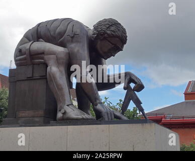 Bronze sculpture. Showing Isaac Newton, after William Blake, by Eduardo Paolozzi, 1995, British Library, London Stock Photo