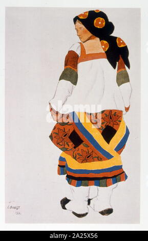 Peasant woman, painting by Leon Bakst (1866 - 1924), Russian theatre designer Stock Photo