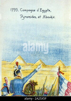 World war two French propaganda illustration depicting Napoleon at the Pyramids, during the Egyptian Campaign of 1799 Stock Photo