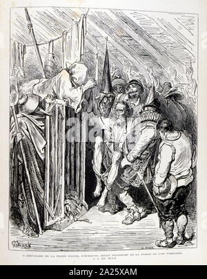 Engraved illustration for 'Don Quichotte' written by Miguel de Cervantes. illustration (1863), by French artist, Gustave Dore (1832 – 1883) Stock Photo
