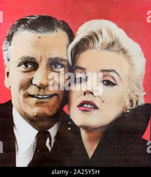 Colour photograph of Laurence Olivier with Marilyn Monroe. Laurence Kerr Olivier, Baron Olivier (1907-1989) an English actor and director. Marilyn Monroe (1926-1962) an American actress, model, and singer. Stock Photo